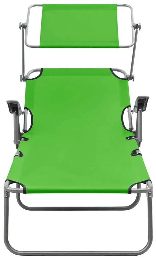 vidaXL Ξαπλώστρα Πράσινη Ατσάλινη με Σκίαστρο