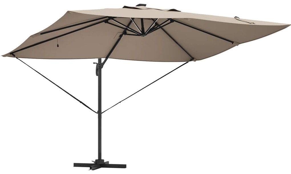vidaXL Ομπρέλα με βραχίονα Roma με LEDs Ταμπά 352x251x265 cm Αλουμίνιο