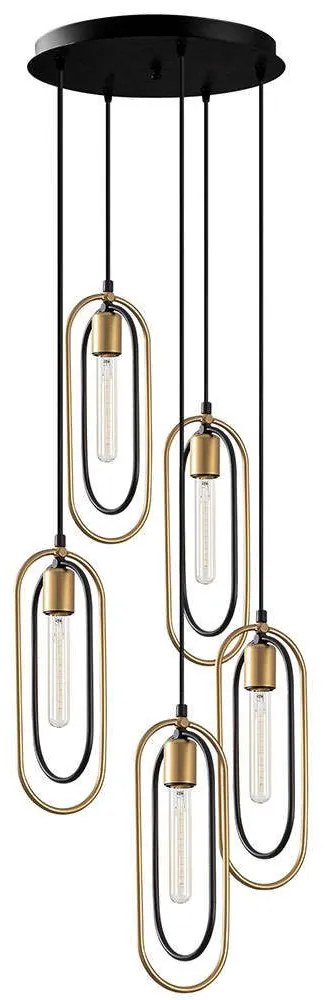 Φωτιστικό Οροφής Cerco 584TTM1189 48x48x132cm 5xE27 40W Black-Gold Opviq