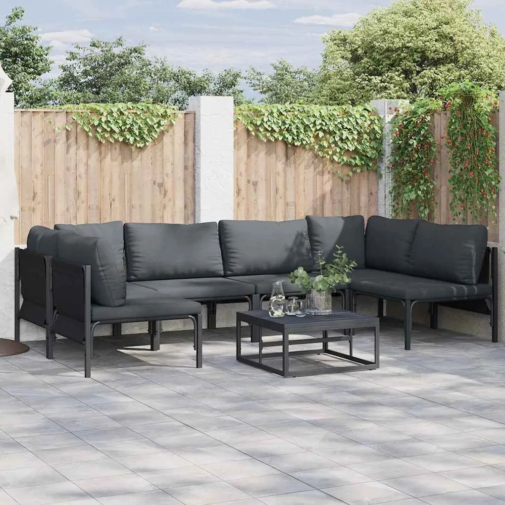 vidaXL Σετ Καναπέ Κήπου 7 pcs Ανθρακί Ατσάλι