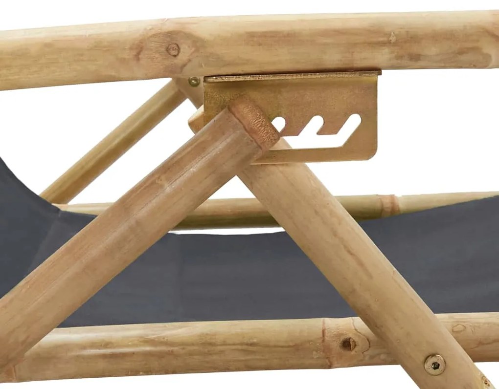 vidaXL Σεζλόνγκ Ανακλινόμενη Σκούρο Γκρι από Μπαμπού και Ύφασμα