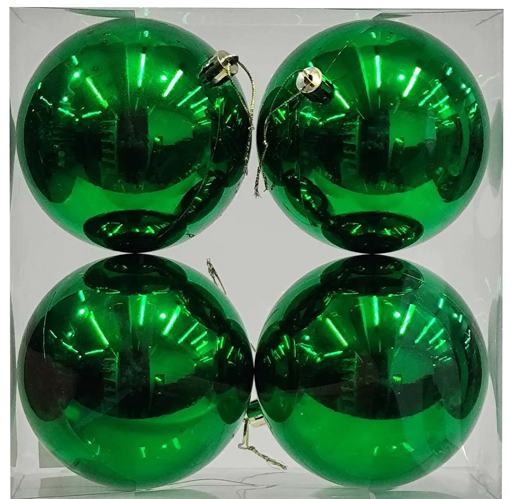 Σετ 4 τεμ. Χριστουγεννιάτικες Μπάλες Πράσινες 10cm 237550