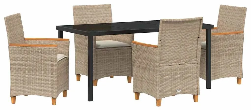 vidaXL Σέτ φαγητού για κήπο 5 pcs Μπεζ συνθετικό ρατάν