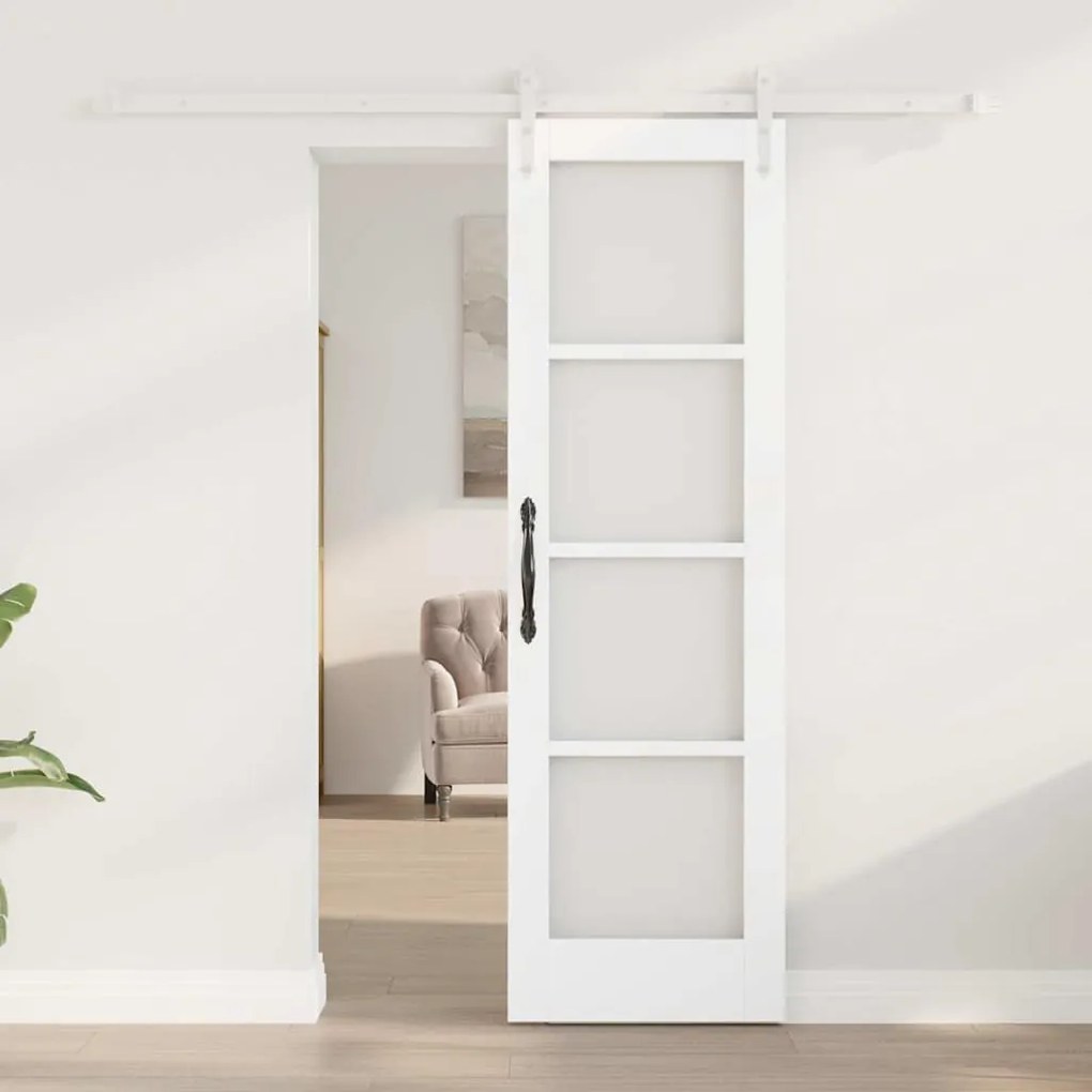 vidaXL Ολισθητή Πόρτα Λευκό 61 x 198.5 εκ. Ξύλο και μέταλλο