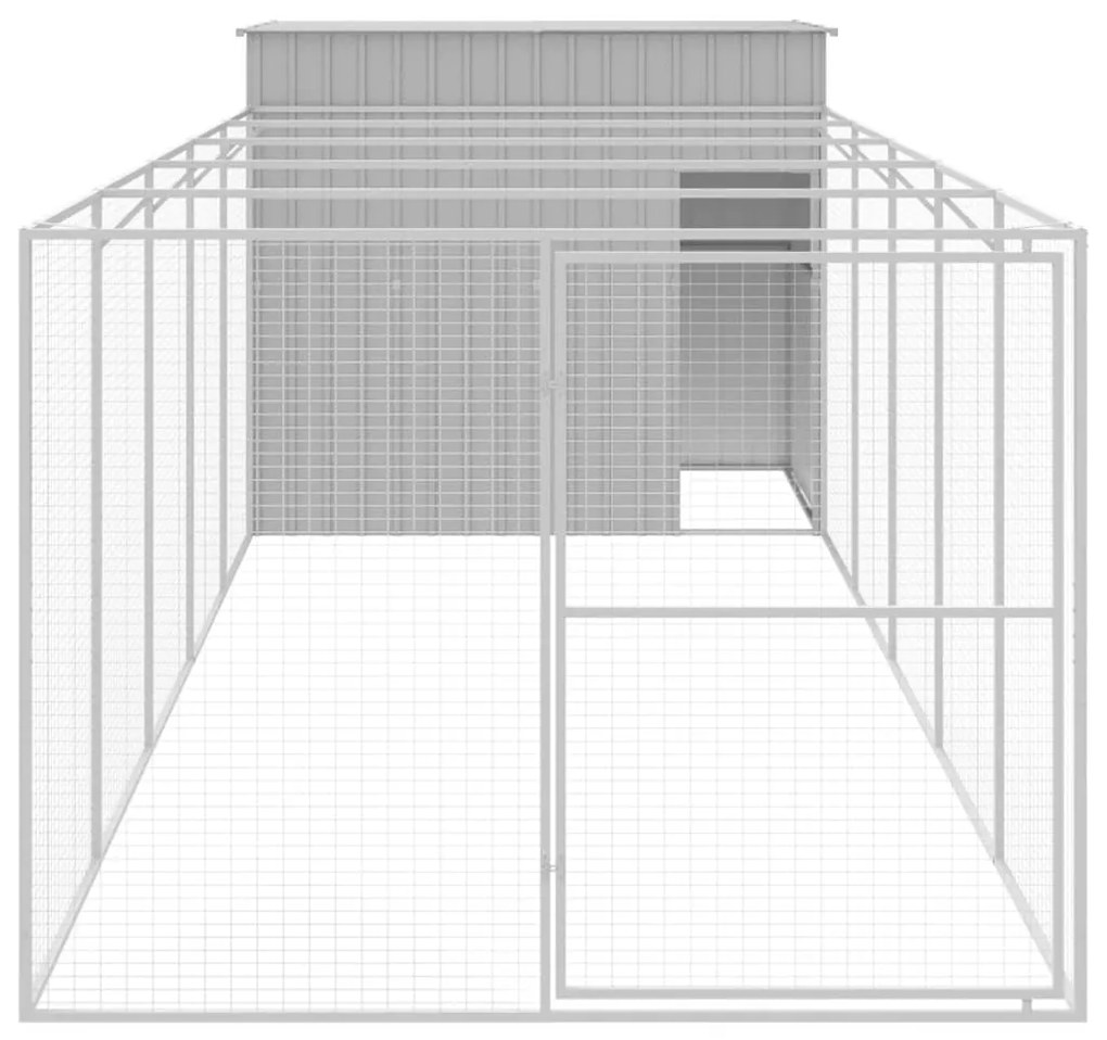 vidaXL Σπιτάκι Σκύλου με Αυλή Αν. Γκρι 214x661x181 εκ. Γαλβαν. Χάλυβας