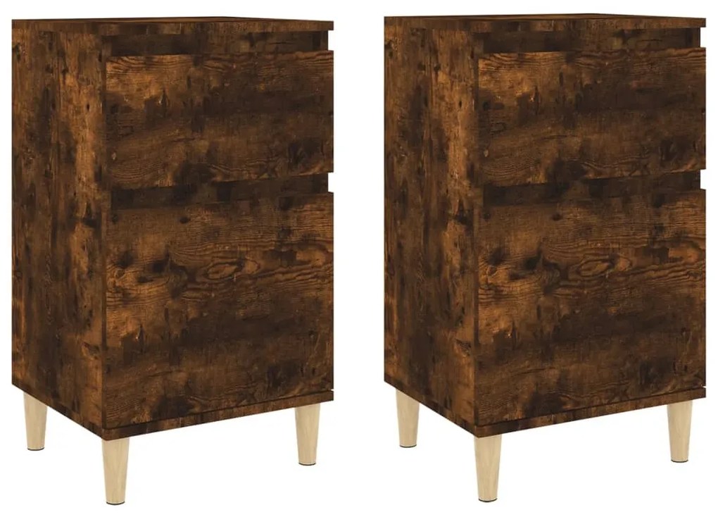 vidaXL Κομοδίνα 2 τεμ. Καπνιστή Δρυς 40x35x70 εκ.