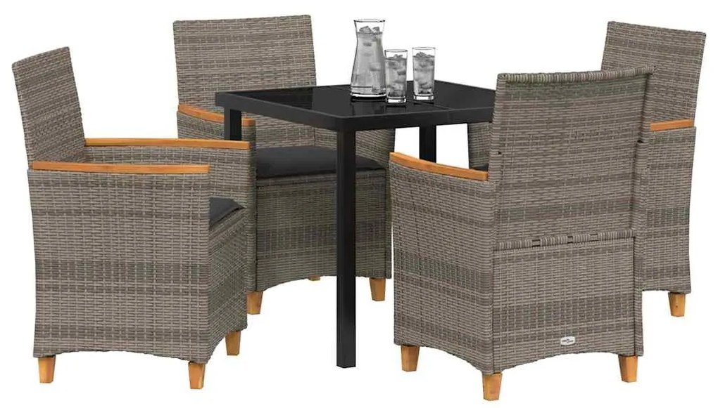 vidaXL Σέτ φαγητού για κήπο 5 pcs Γκρι συνθετικό ρατάν