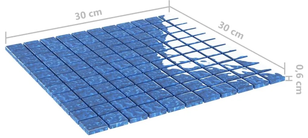 vidaXL Μωσαϊκά Πλακάκια 22 τεμ. Μπλε 30 x 30 εκ. Γυάλινα