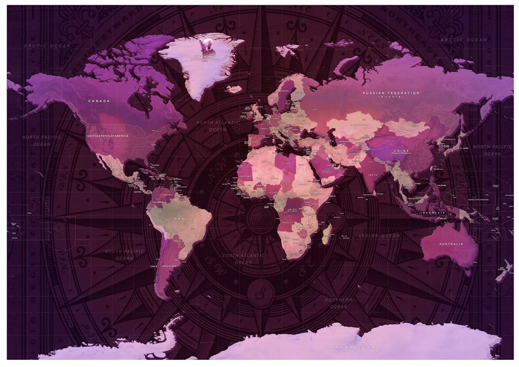 Φωτοταπετσαρία - Purple World Map 100x70