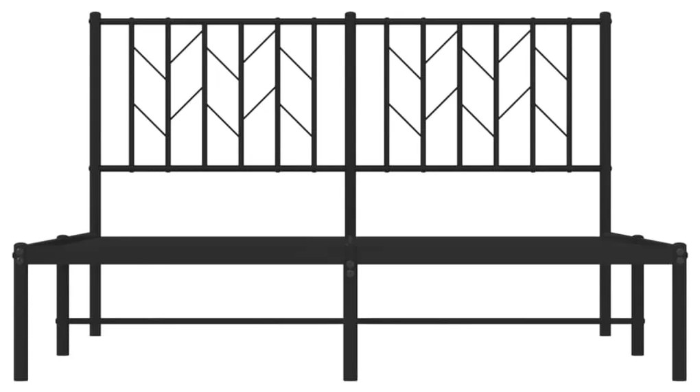 vidaXL Μεταλλικό Πλαίσιο Κρεβατιού με Κεφαλάρι Μαύρο 135 x 190 εκ.