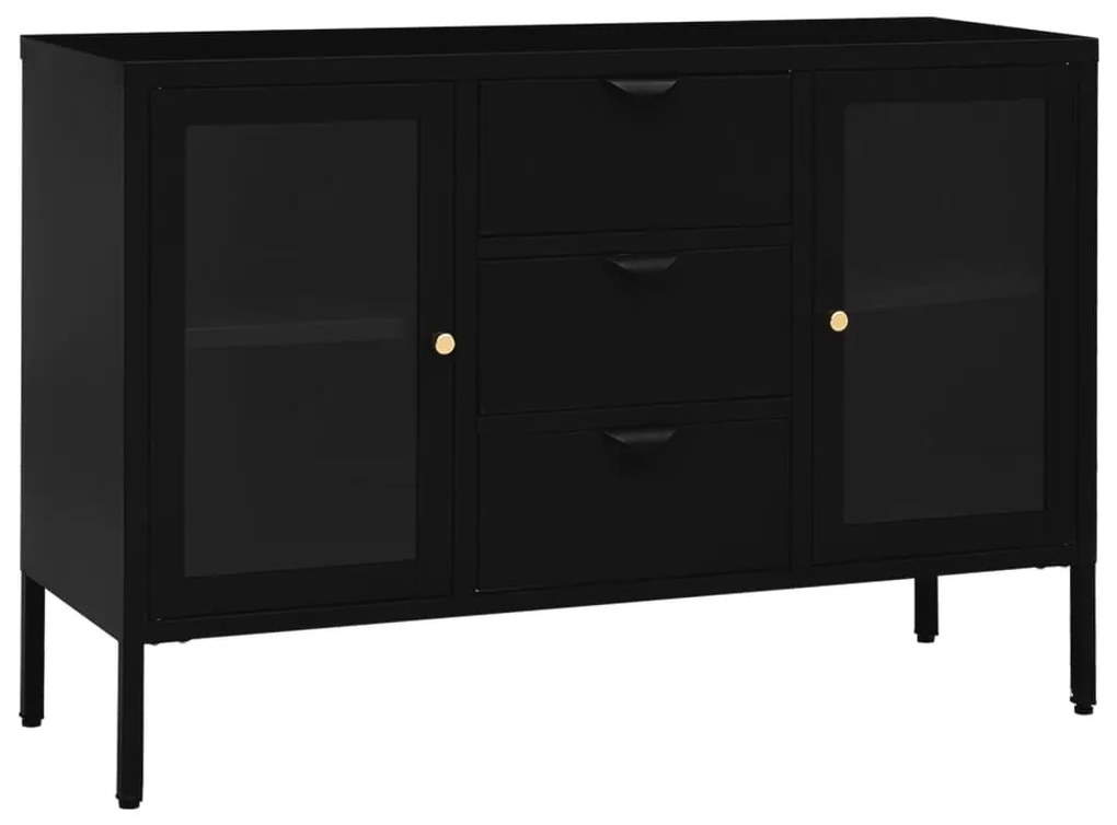 vidaXL Μπουφές Μαύρος 105 x 35 x 70 εκ. από Ατσάλι και Ψημένο Γυαλί
