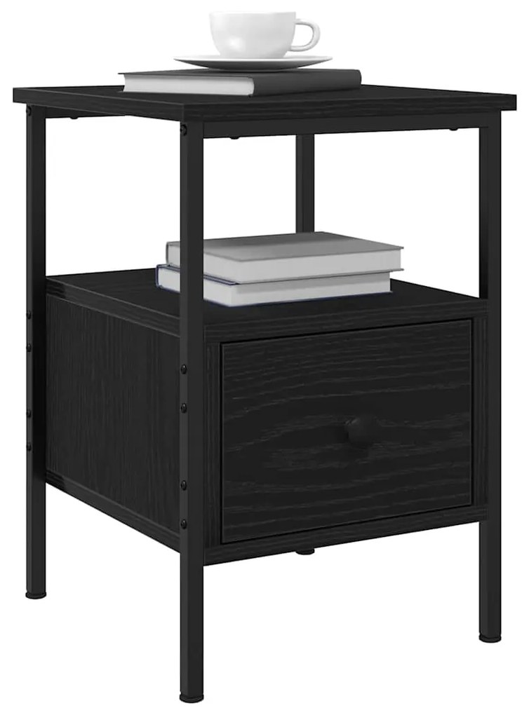 vidaXL Κομοδίνο με συρτάρι Μαύρη δρυς 34 x 36 x 50 εκ