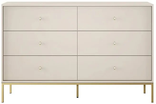 Συρταριέρα Mono χρώμα Μπεζ + χρυσό με 6 συρτάρια 154x91x39cm