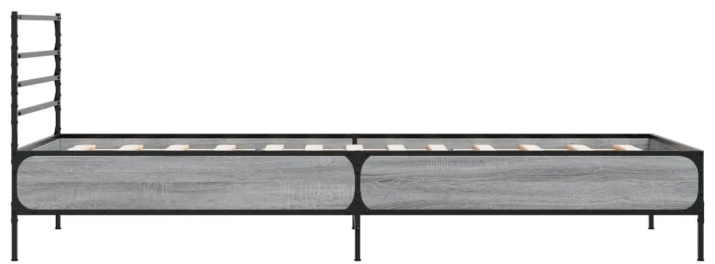 vidaXL Πλαίσιο Κρεβατιού Γκρι Sonoma 90x200 εκ. Επεξ. Ξύλο &amp; Μέταλλο