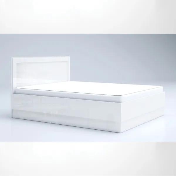 Κρεβάτι Διπλό Lucia 164x100x204cm με αποθηκευτικό χώρο &amp; στρώμα 160x22x200cm White high gloss - GRA275