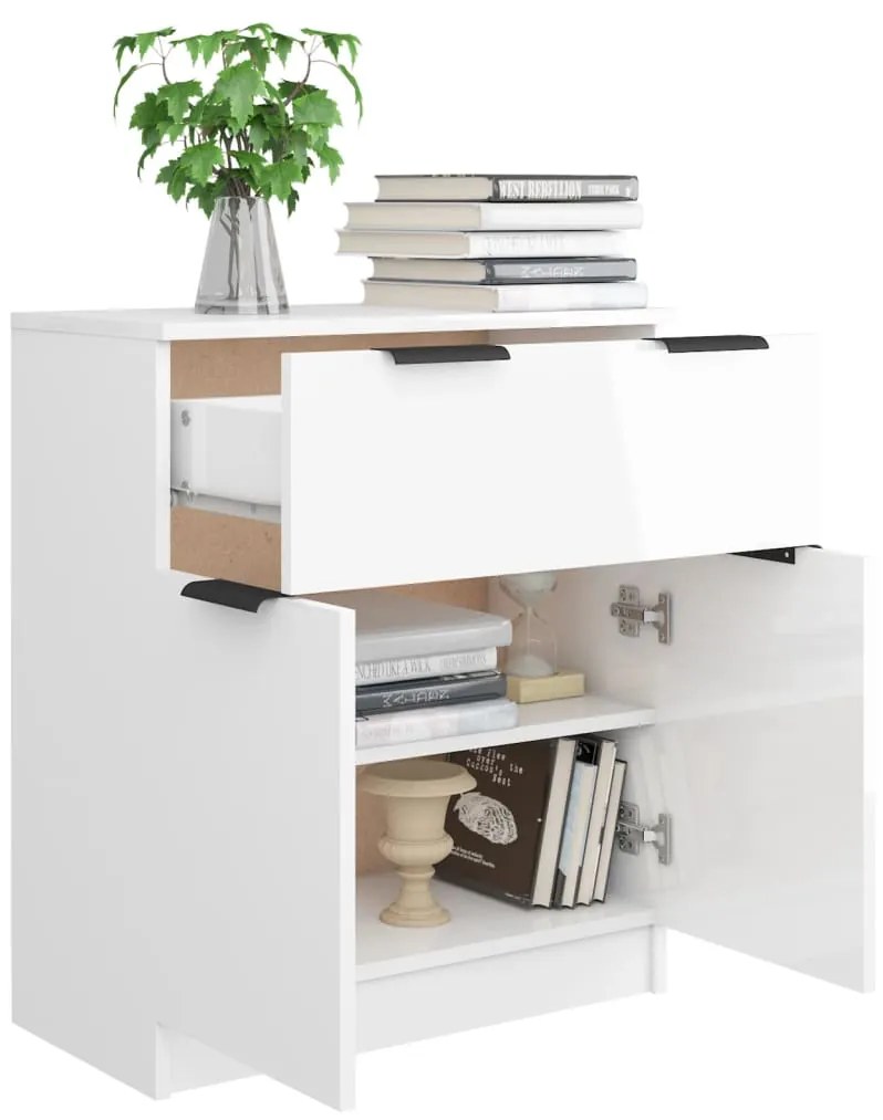 vidaXL Ντουλάπι Γυαλιστερό Λευκό 60 x 30 x70 εκ. Επεξεργασμένο Ξύλο