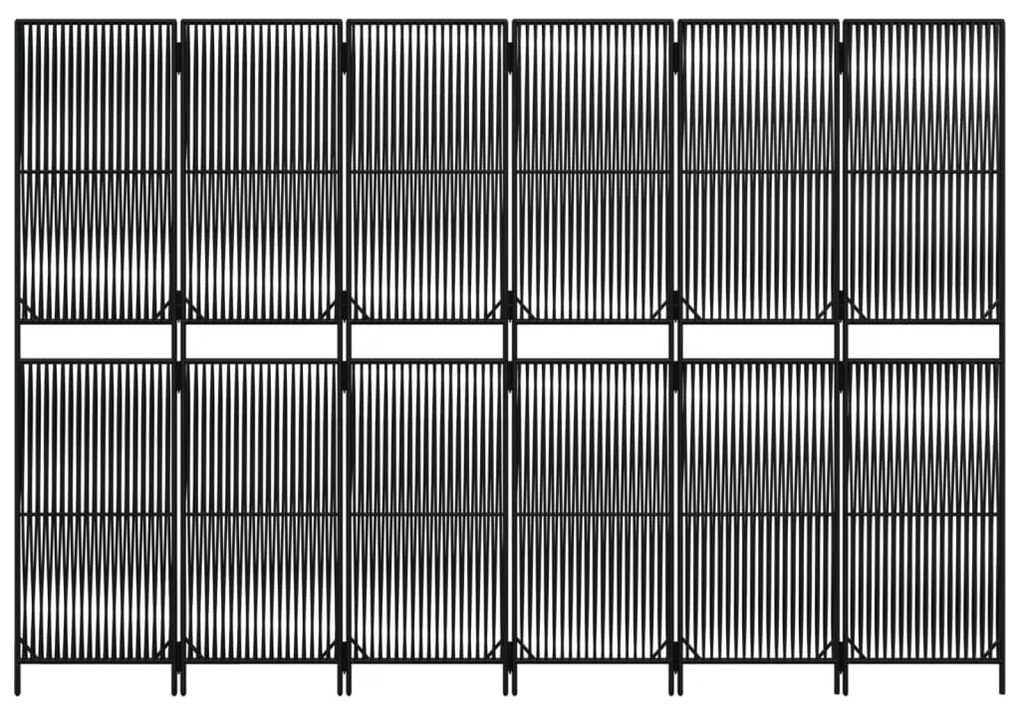 vidaXL Διαχωριστικό Δωματίου 6 Πάνελ Μαύρο από Συνθετικό Ρατάν