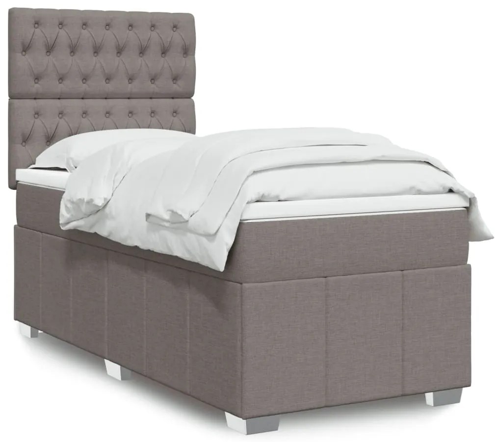 vidaXL Κρεβάτι Boxspring με Στρώμα Taupe 90x200 εκ. Υφασμάτινο
