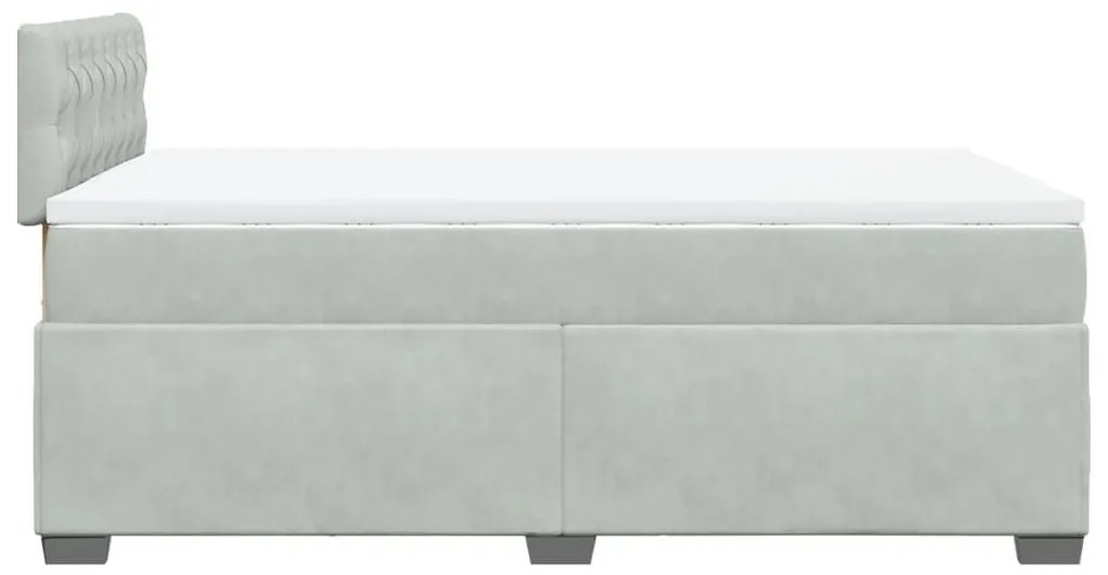 Κρεβάτι Boxspring με Στρώμα Ανοιχτό Γκρι 120x190 εκ. Βελούδινο - Γκρι