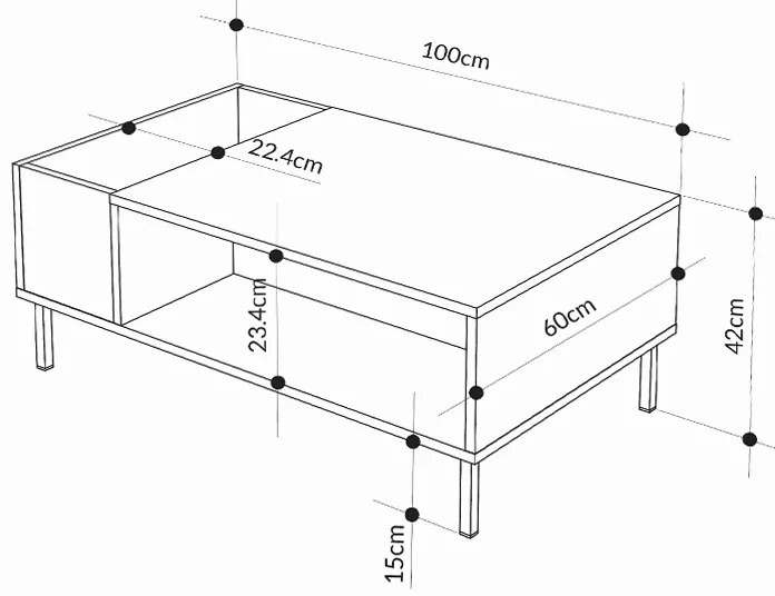 Τραπεζάκι σαλονιού Vena Megapap χρώμα ash green 100x60x42εκ.