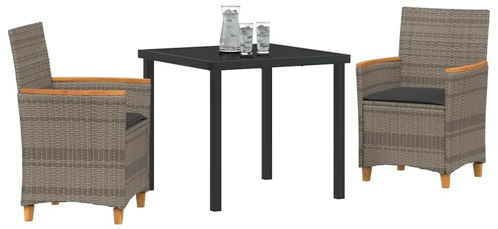 vidaXL Σέτ φαγητού για κήπο 3 pcs Γκρι συνθετικό ρατάν