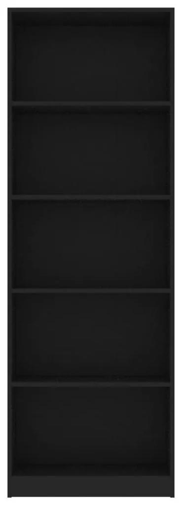 Βιβλιοθήκη με 5 Ράφια Μαύρη 60 x 24 x 175 εκ. από Επεξ. Ξύλο - Μαύρο