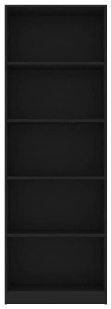 Βιβλιοθήκη με 5 Ράφια Μαύρη 60 x 24 x 175 εκ. από Μοριοσανίδα - Μαύρο