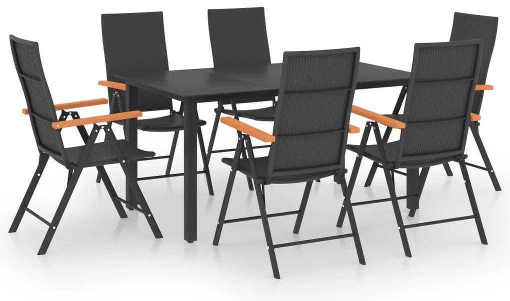 vidaXL Σετ Τραπεζαρίας Κήπου 7 Τεμαχίων Μαύρο / Καφέ
