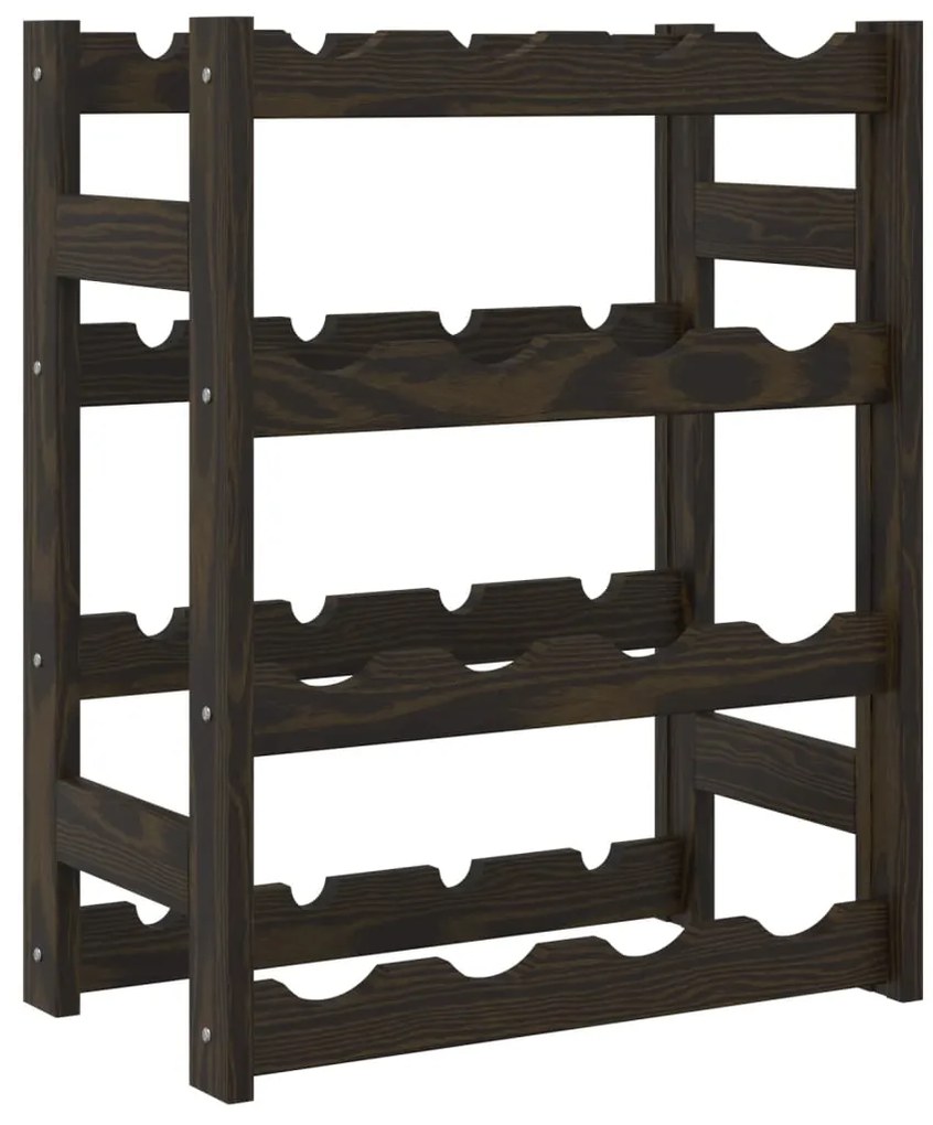 vidaXL Ραφιέρα Κρασιών για 16 Μπουκάλια Μαύρο από Μασίφ Ξύλο Πεύκου