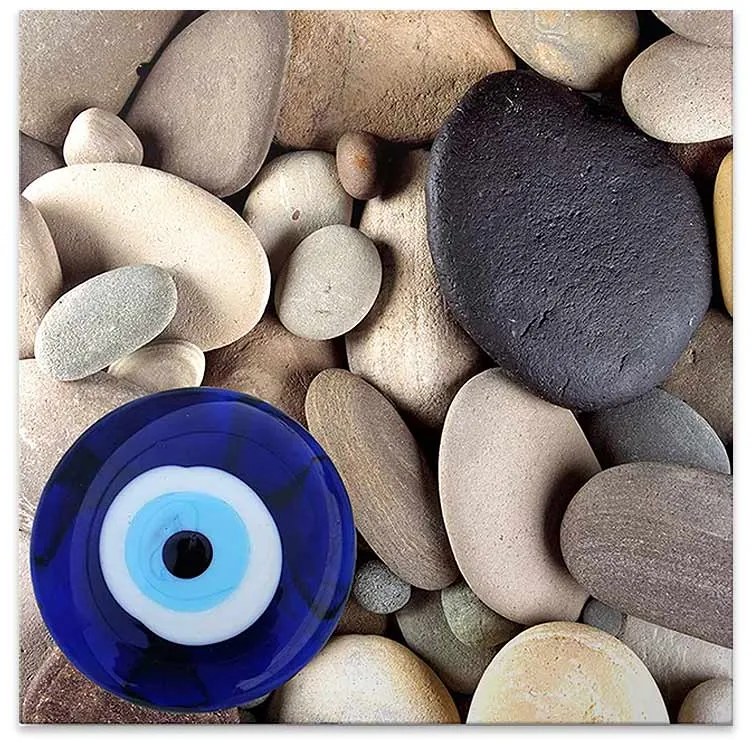 Πίνακας σε καμβά "Evil Eye Beads And Stones" Megapap ψηφιακής εκτύπωσης 50x50x3εκ.