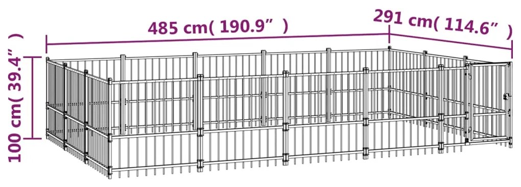 vidaXL Κλουβί Σκύλου Εξωτερικού Χώρου 14,11 μ² από Ατσάλι