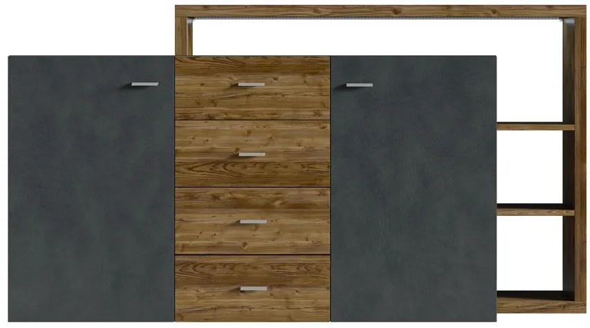 Μπουφές Bron Plus-Φυσικό σκούρο-Ανθρακί - 180.00Χ37.00Χ98.00cm