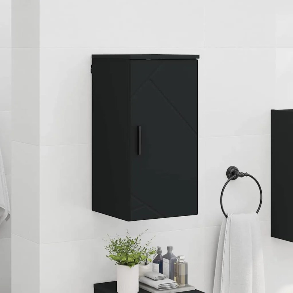 vidaXL Ντουλάπι Μπάνιου Μαύρο 30 x 31,5 x 61 εκ Επεξεργασμένο ξύλο