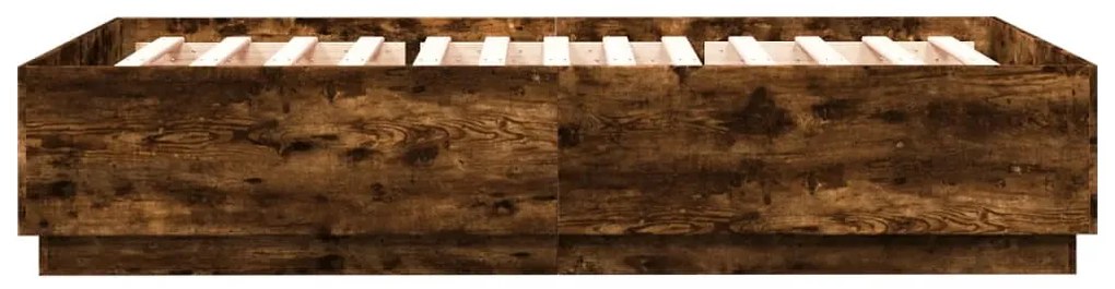 vidaXL Πλαίσιο Κρεβατιού Φώτα LED Καπνιστή Δρυς 140x200 εκ.Επεξ. Ξύλο