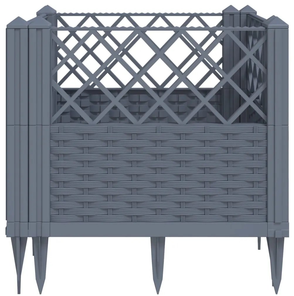 vidaXL Ζαρντινιέρα με Πασσάλους Μπλε Γκρι 43,5x43,5x43,5 εκ. Πολυπροπυλένιο