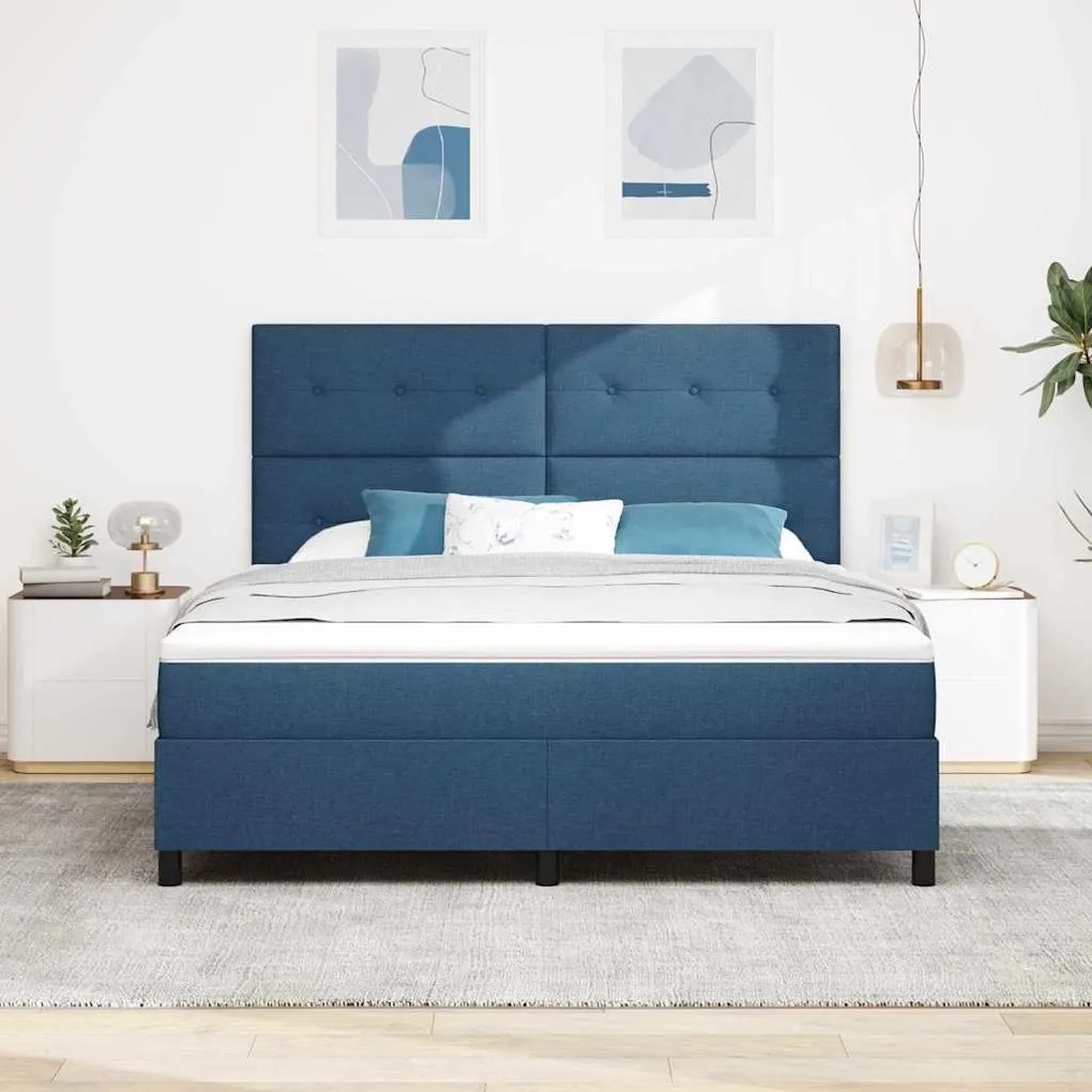vidaXL Κρεβάτι με ελατήρια με στρώμα Μπλε 180 x 200 cm ύφασμα