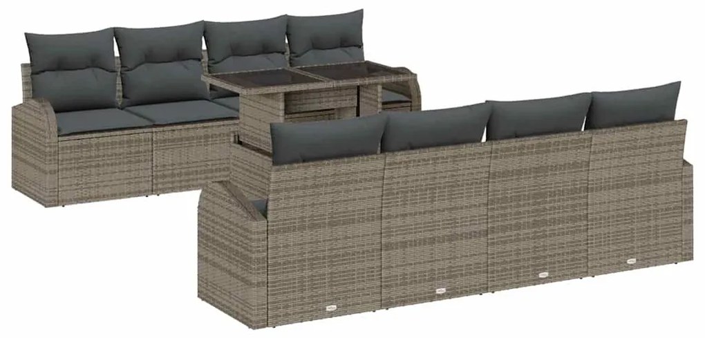 vidaXL Σετ Καναπέ Κήπου με μαξιλάρι 7 pcs Γκρι Πολυ ράταν