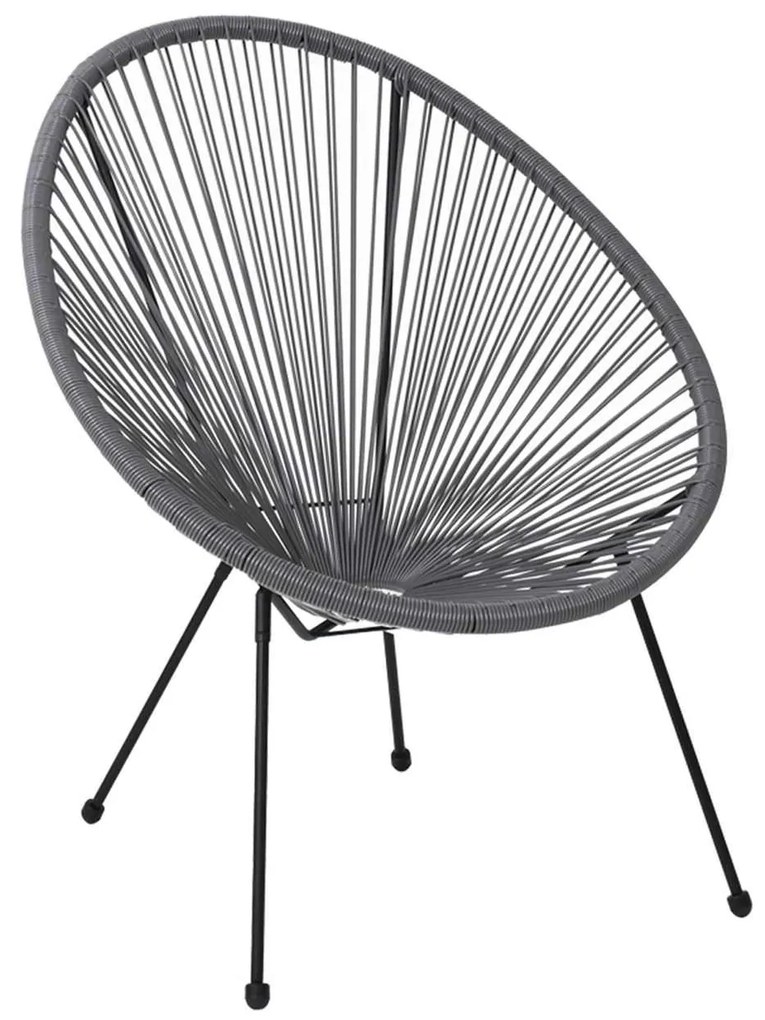 Πολυθρόνα Μεταλική Μαύρη, ACAPULCO Plastic Rattan Γκρι 73x76x89cm