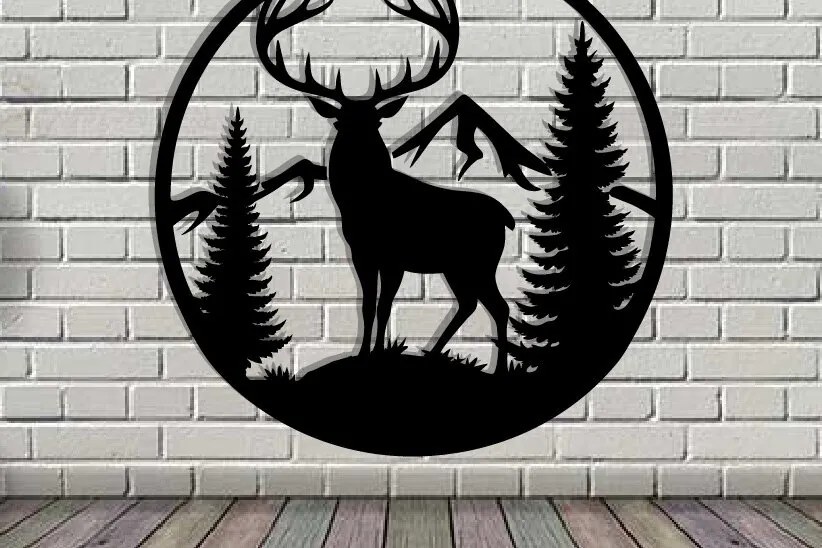 Intra απο ξύλο plywood  Χρώμα wenge 3mm-4mm πάχος - Deer Metal Art Wall Art Δίασταση 40x50 cm INTRAFABR-91443391