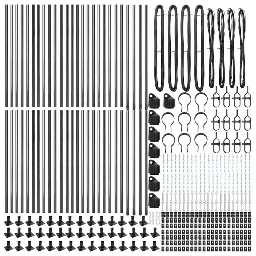vidaXL Στύλος Περιφράξεων 52 pcs Ασημί Μέγεθος: 3.2 x 3.2 x 110 εκ.