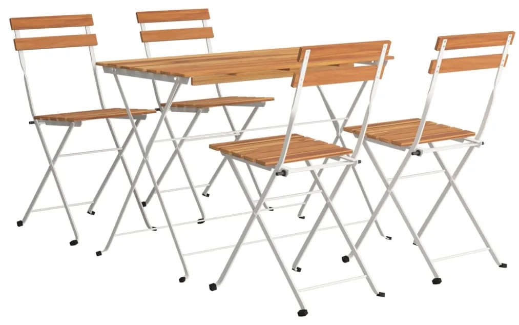 vidaXL Σετ Τραπεζαρίας Bistro Πτυσσόμενο 5 τεμ. Μασίφ Ακακία &amp; Ατσάλι