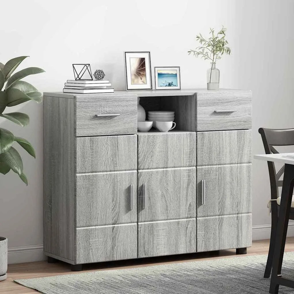 vidaXL Πλαϊνό γραφείο με συρτάρι Γκρι sonoma 88.5 x 30.5 x 73 εκ