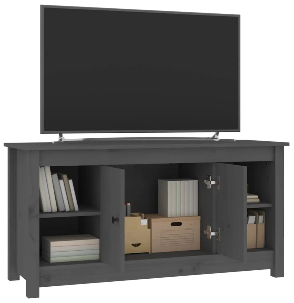vidaXL Έπιπλο Τηλεόρασης Γκρι 103x36,5x52 εκ. από Μασίφ Ξύλο Πεύκου