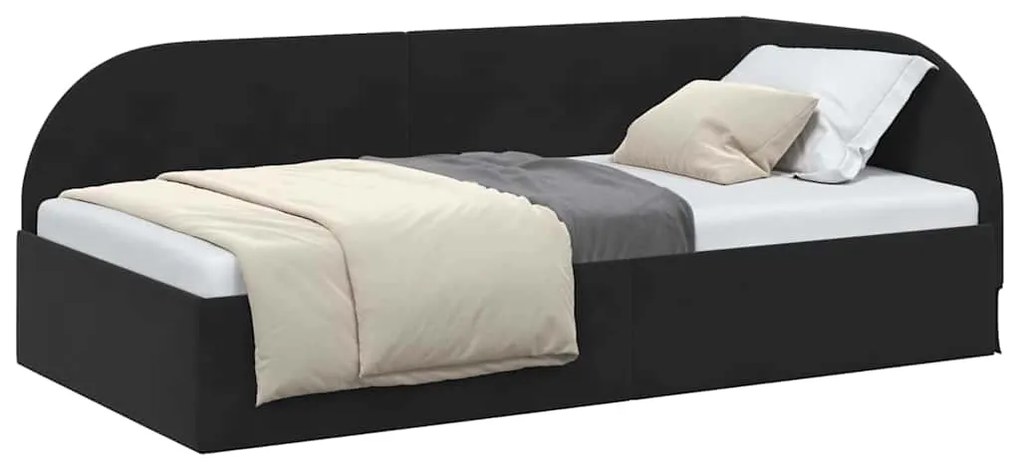 vidaXL Κρεβάτι Γωνίας με κεφαλάρι Μαύρο 80 εκ x 200 εκ Βελούδο