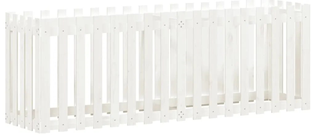vidaXL Ζαρντινιέρα με Σχέδιο Φράχτη Λευκή 200x50x70 εκ. Μασίφ Πεύκο