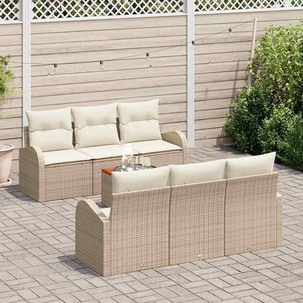vidaXL Σετ Καναπέ Κήπου 7 pcs Beige, λευκό