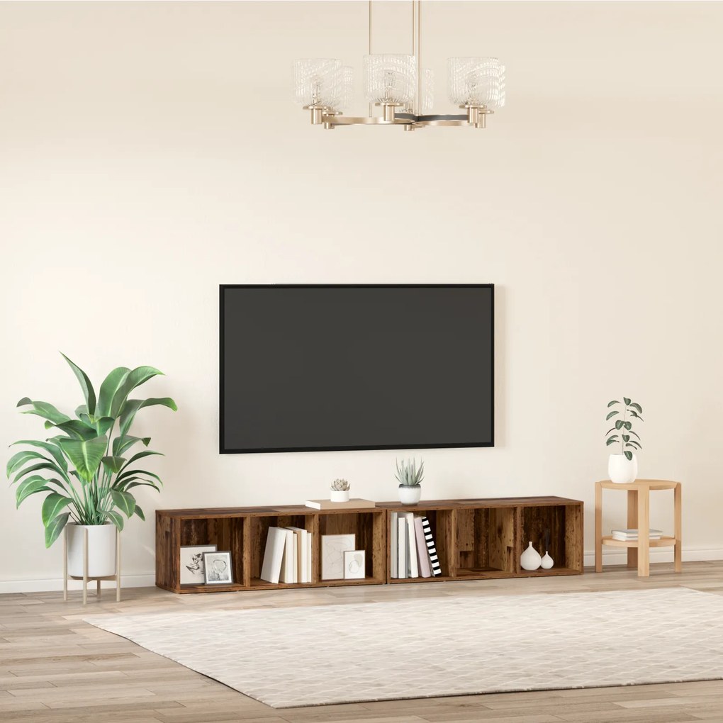 vidaXL Σετ επίπλου τηλεόρασης 2 pcs Παλιό Ξύλο 37 x 35 x 107 εκ