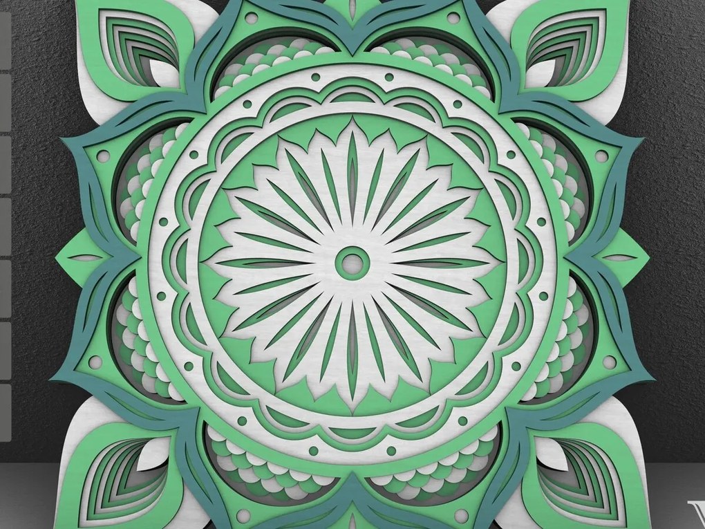 Intra απο ξύλο plywood Χρώμα wenge 3mm-4mm πάχος - Flower Mandala , Layered Mandala Δίασταση 30x30 cm INTRAFABR-123630832