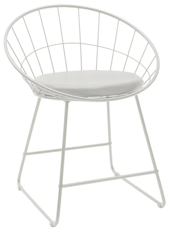 Καρέκλα Seth  μέταλλο λευκό-μαξιλάρι PVC λευκό Model: 058-000059