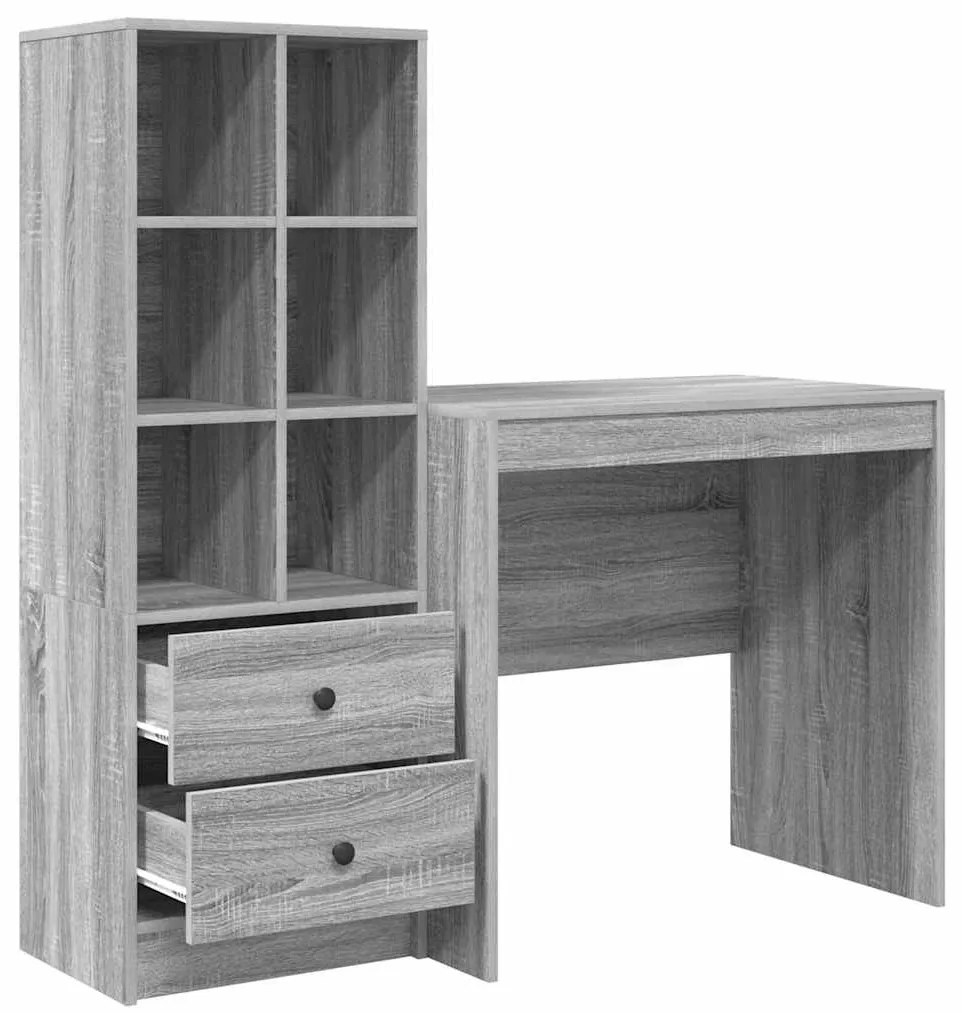 vidaXL Γραφείο με αποθηκευτικό χώρο 2 pcs Γκρι sonoma 80 x 50 x 76 εκ.